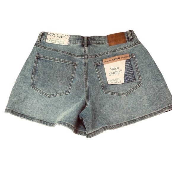 Project Rebel Women's Sustainable Denim Midi Shorts Blue.Size 11 - Picture 6 of 8